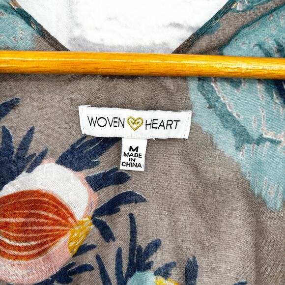 Woven Heart Floral Kimono Wrap Shawl Cape Size M - Picture 5 of 6